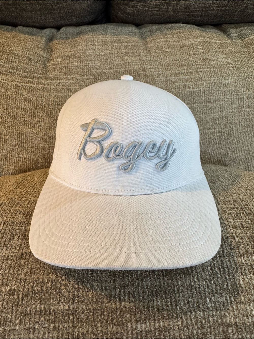 Bogey OneTouch Embroidered White/Gray Golf Hat by Outdoor Cap Medium/Large
